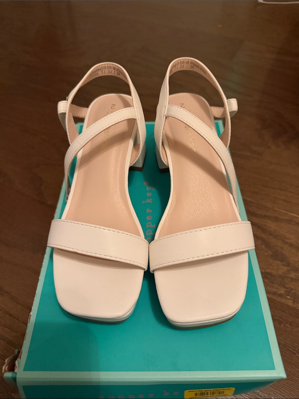 Dream Pairs Cream Strappy Block Heel Sandals for Kids